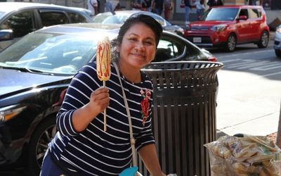 Woman selling food in the city