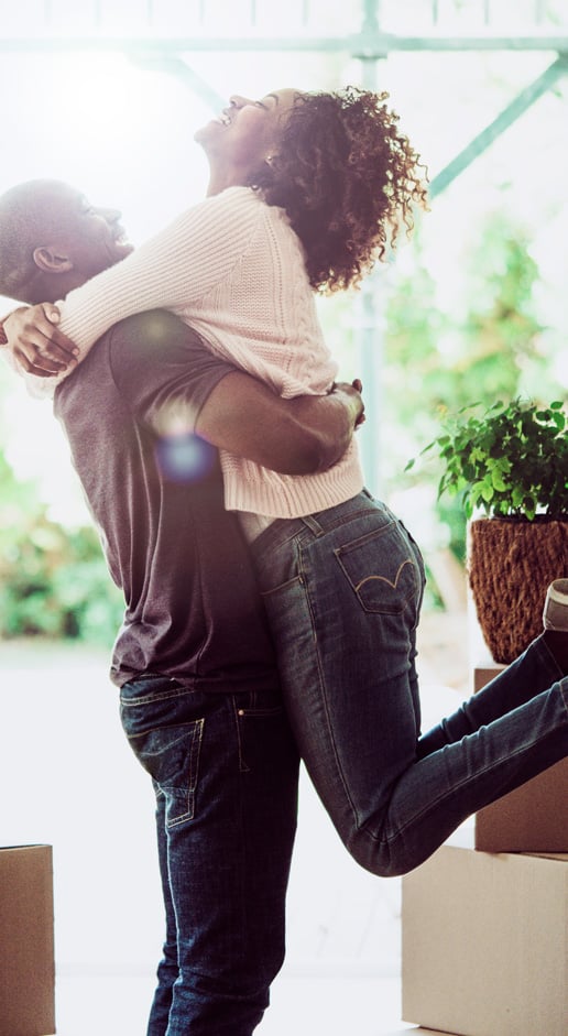 couple celebrating their new home